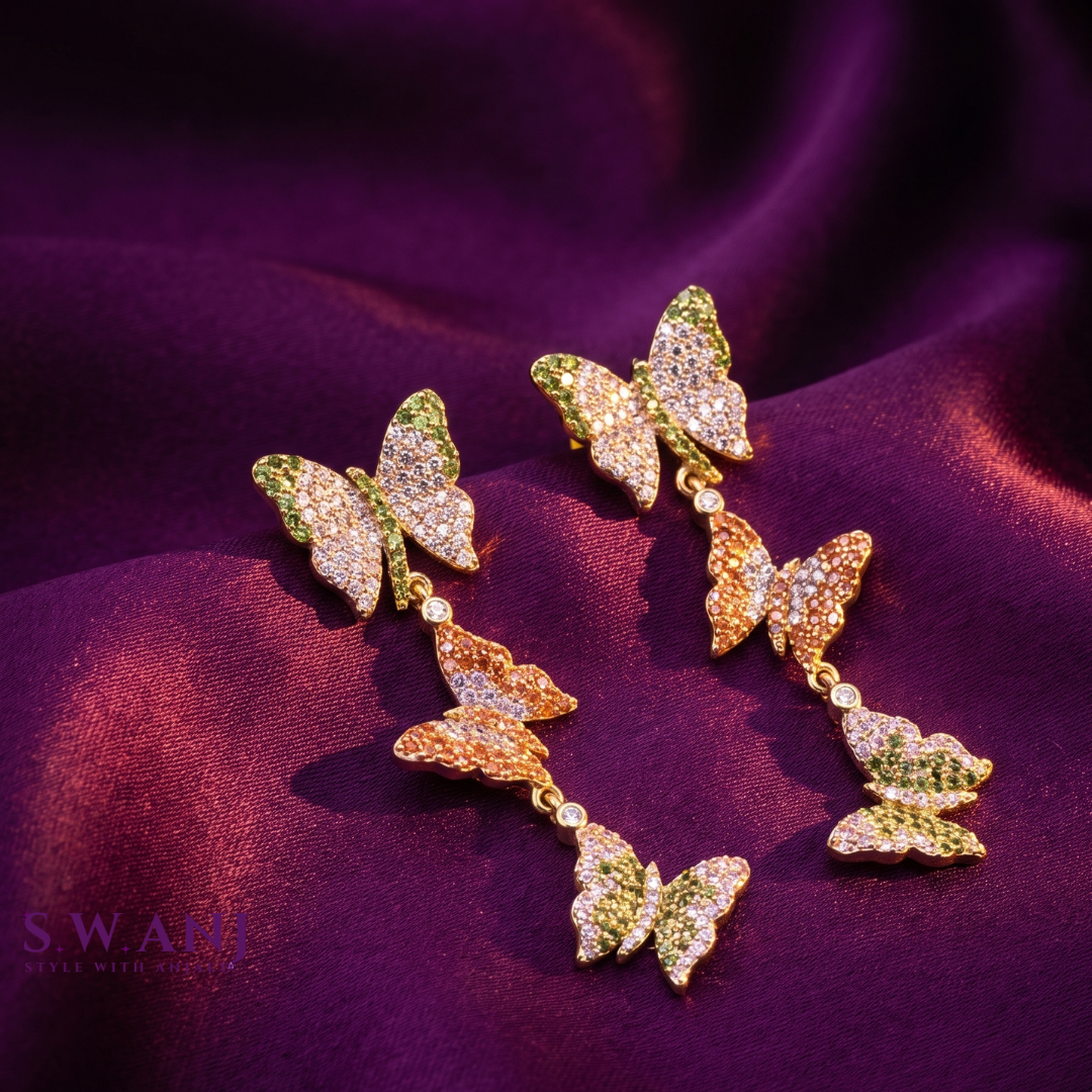 Triple Butterfly Drop Earrings, Anti-Tarnish | S.W.ANJ