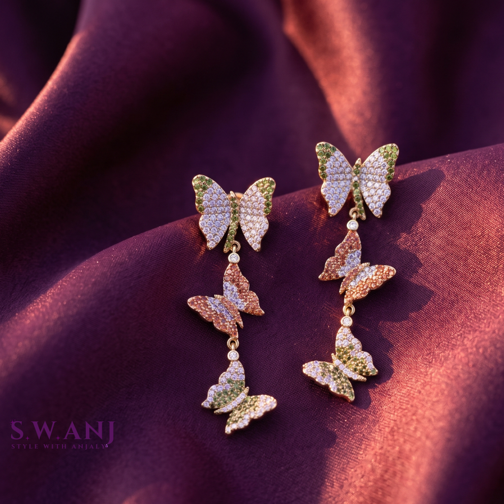 Triple Butterfly Drop Earrings, Anti-Tarnish | S.W.ANJ
