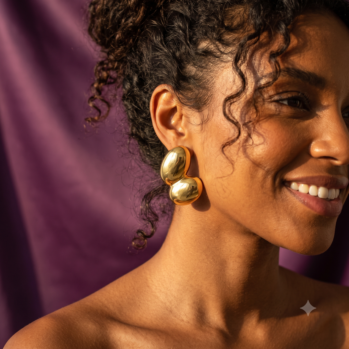 Gold Puffed Pebble Cluster Earrings | S.W.ANJ