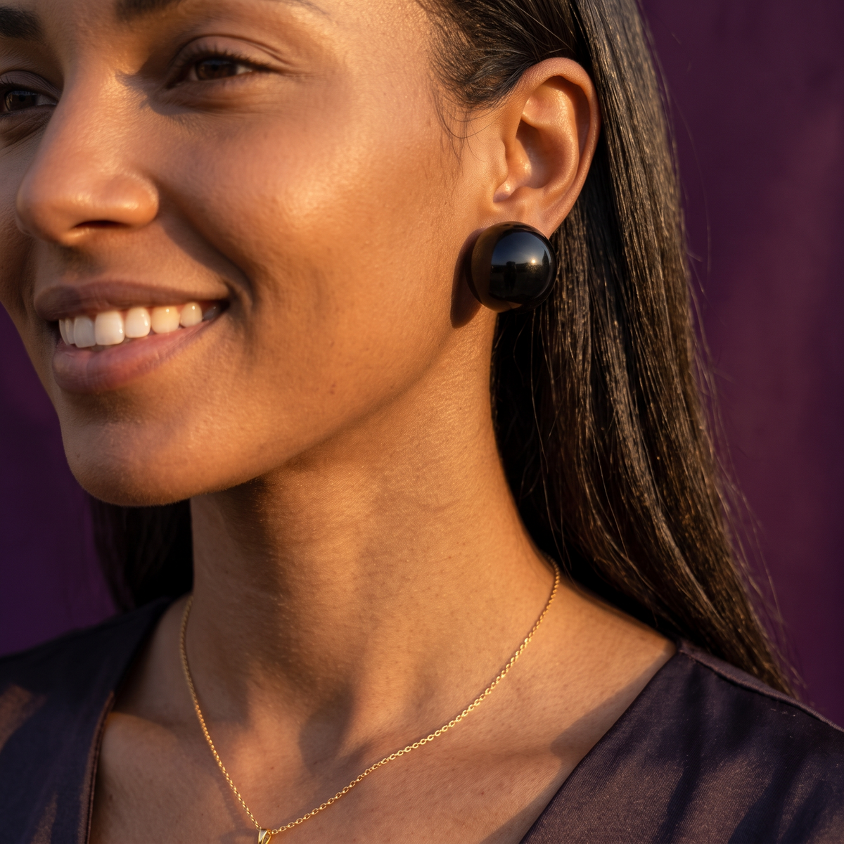 Large Black Pearl Stud Earrings | S.W.ANJ
