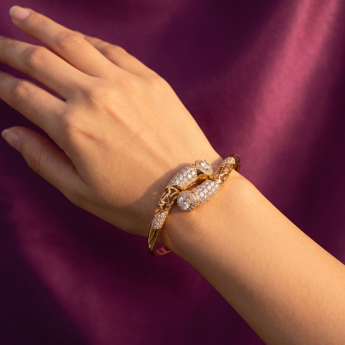 Gold Filigree Crystal Bangle Bracelet | S.W.ANJ