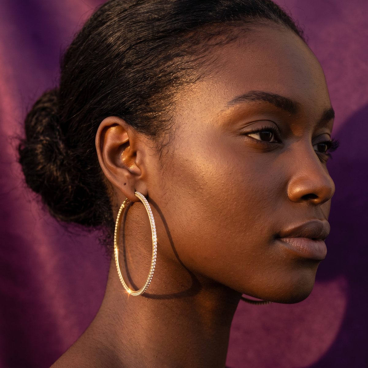 Gold Large Crystal-Set Hoop Earrings | S.W.ANJ