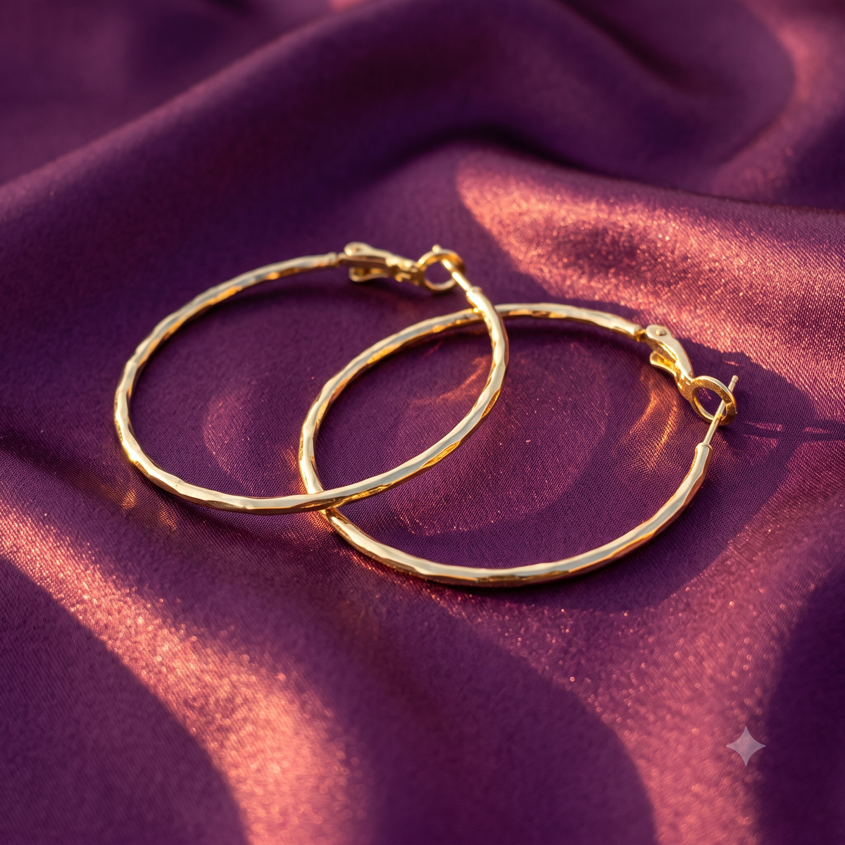 Gold Slim Faceted Hoop Earrings | S.W.ANJ