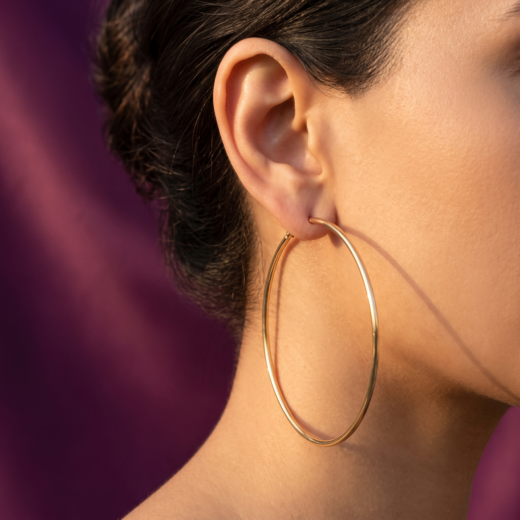 Gold Large Thin Hoop Earrings | S.W.ANJ