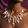 Gold Wire Pearl Branch Necklace with Oval Pearls | S.W.ANJ