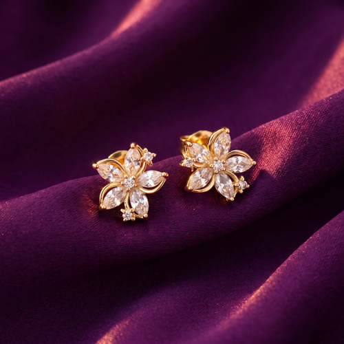 Dainty Marquise Flower Stud Earrings, Anti-Tarnish | S.W.ANJ