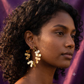 Gold Leaf Cluster Statement Hoop Earrings | S.W.ANJ