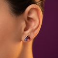 Gold Butterfly Wing Stud Earrings – Red & Purple Crystal, Anti-Tarnish