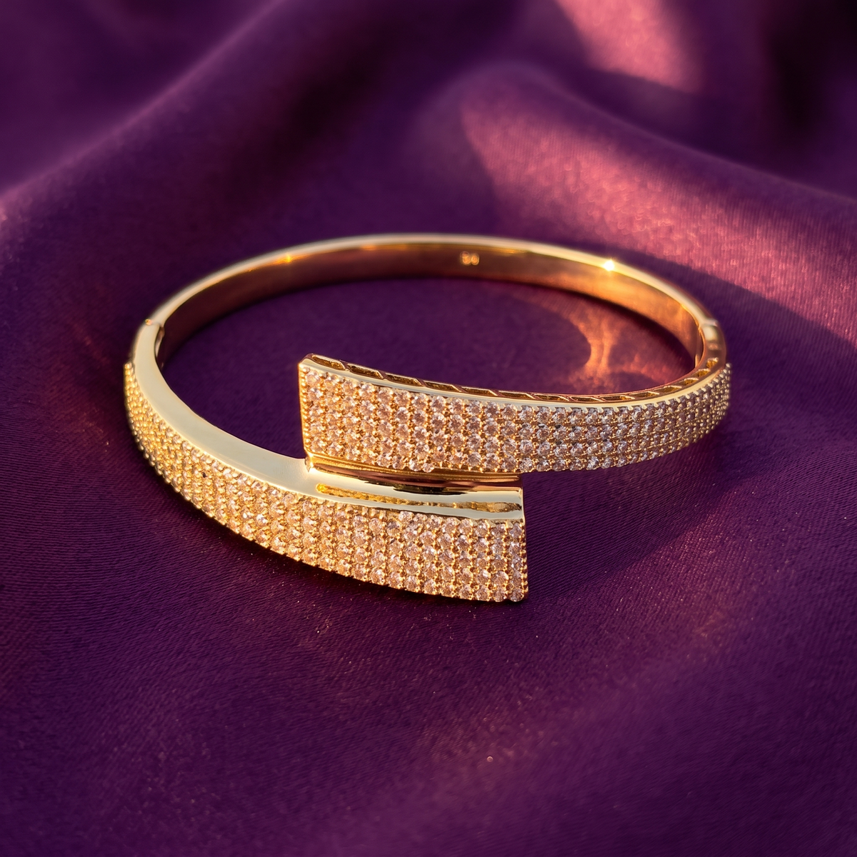 Gold Crystal Bypass Bangle Bracelet | S.W.ANJ
