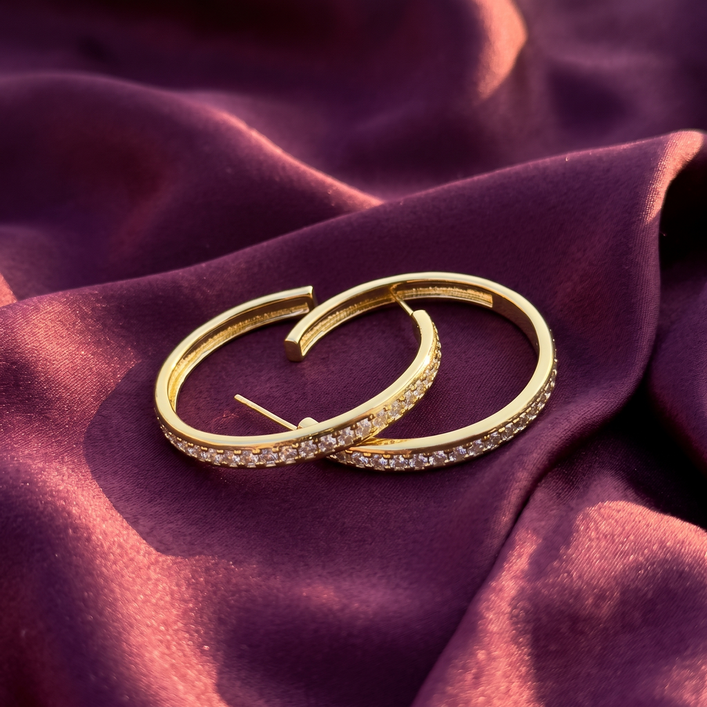 Gold Crystal Row Hoop Earrings | S.W.ANJ