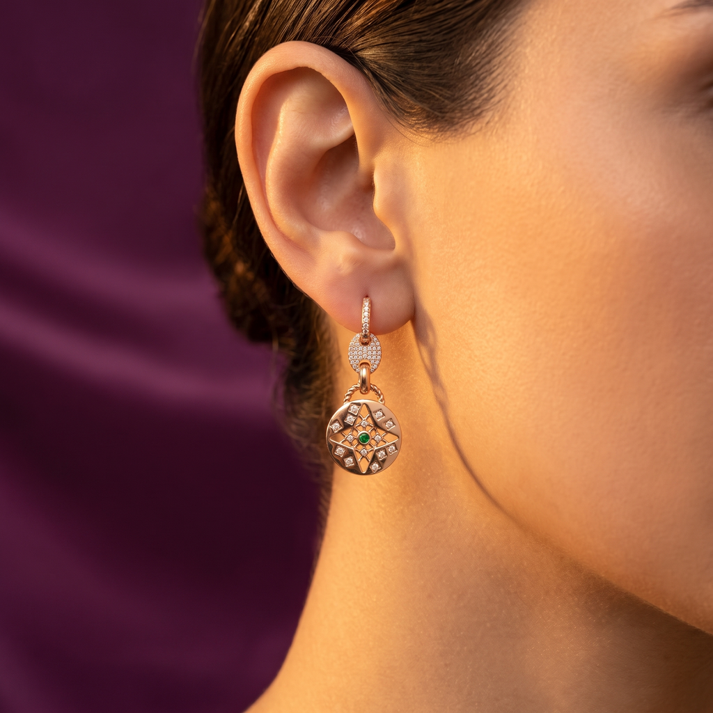 Mismatched Charm Huggie Earrings, Evil Eye & Star | S.W.ANJ