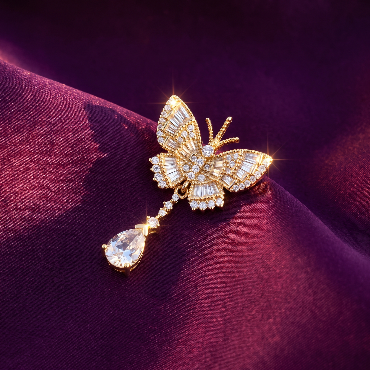 Baguette Crystal Butterfly Earrings, Anti-Tarnish | S.W.ANJ