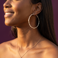 Silver Slim Faceted Hoop Earrings | S.W.ANJ