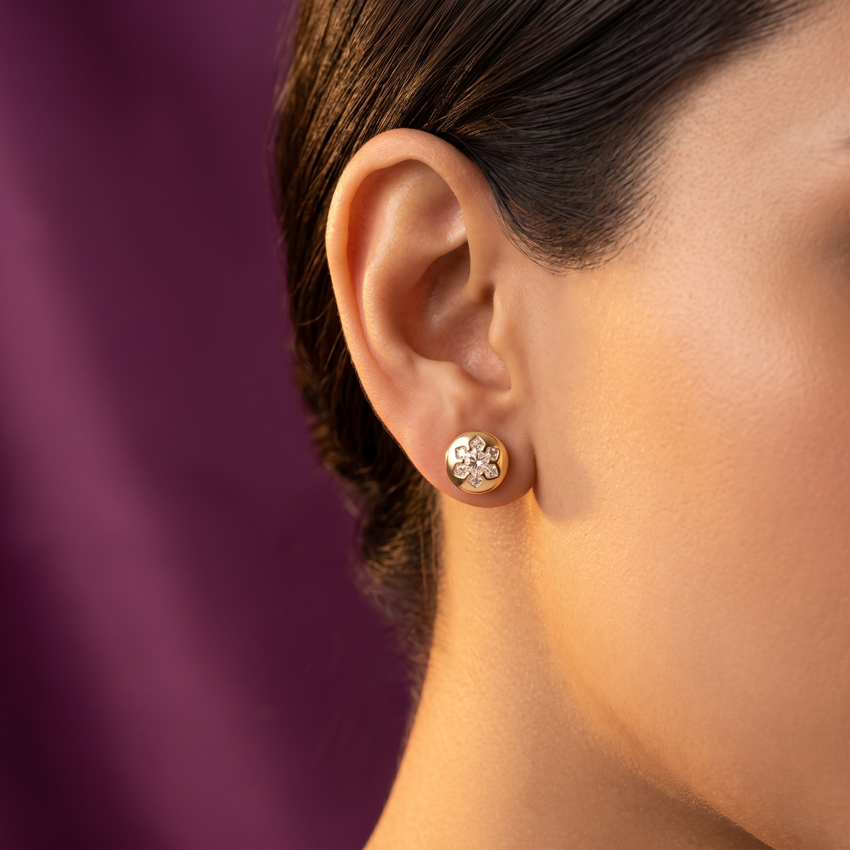 Gold Ball Studs with Crystal Cluster, Anti-Tarnish | S.W.ANJ