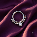 Silver Beaded Hoop Nose Septum with Crystal | S.W.ANJ