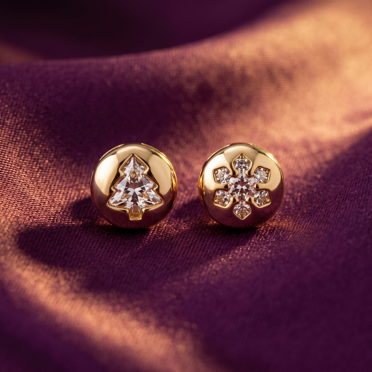Gold Ball Studs with Crystal Cluster, Anti-Tarnish | S.W.ANJ