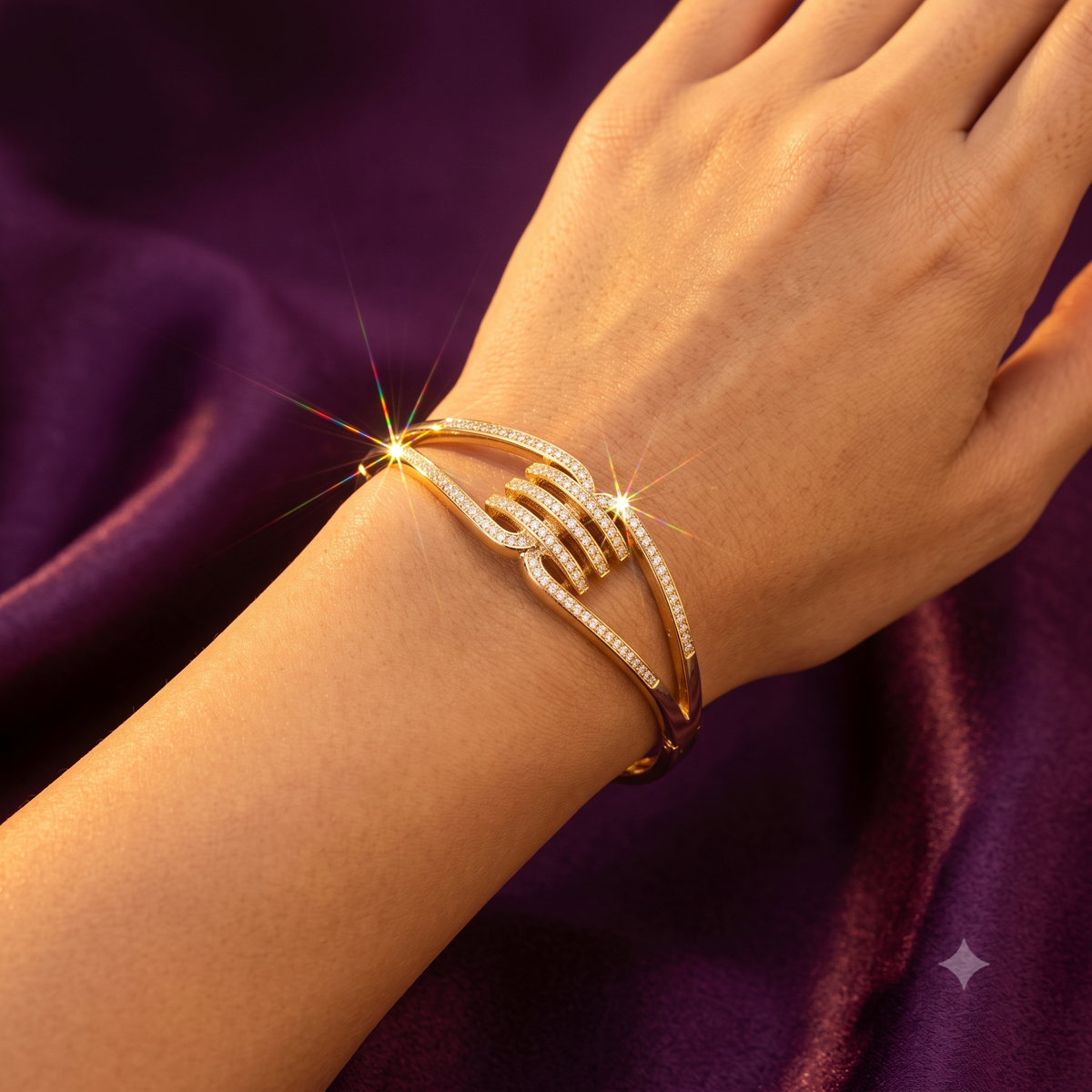 Slim Gold Interlocking Crystal Bangle Bracelet | S.W.ANJ