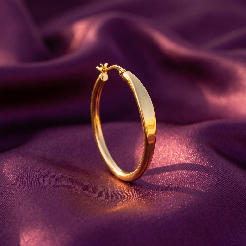 Gold Thick Polished Hoop Earrings | S.W.ANJ