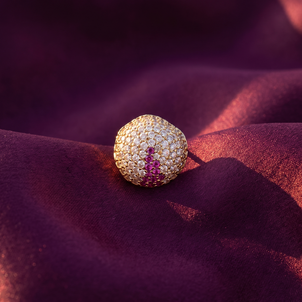 Pavé Dome Stud Earrings, Pink Accent, Anti-Tarnish | S.W.ANJ