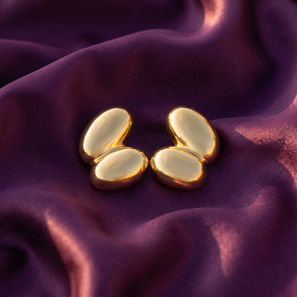 Gold Puffed Pebble Cluster Earrings | S.W.ANJ