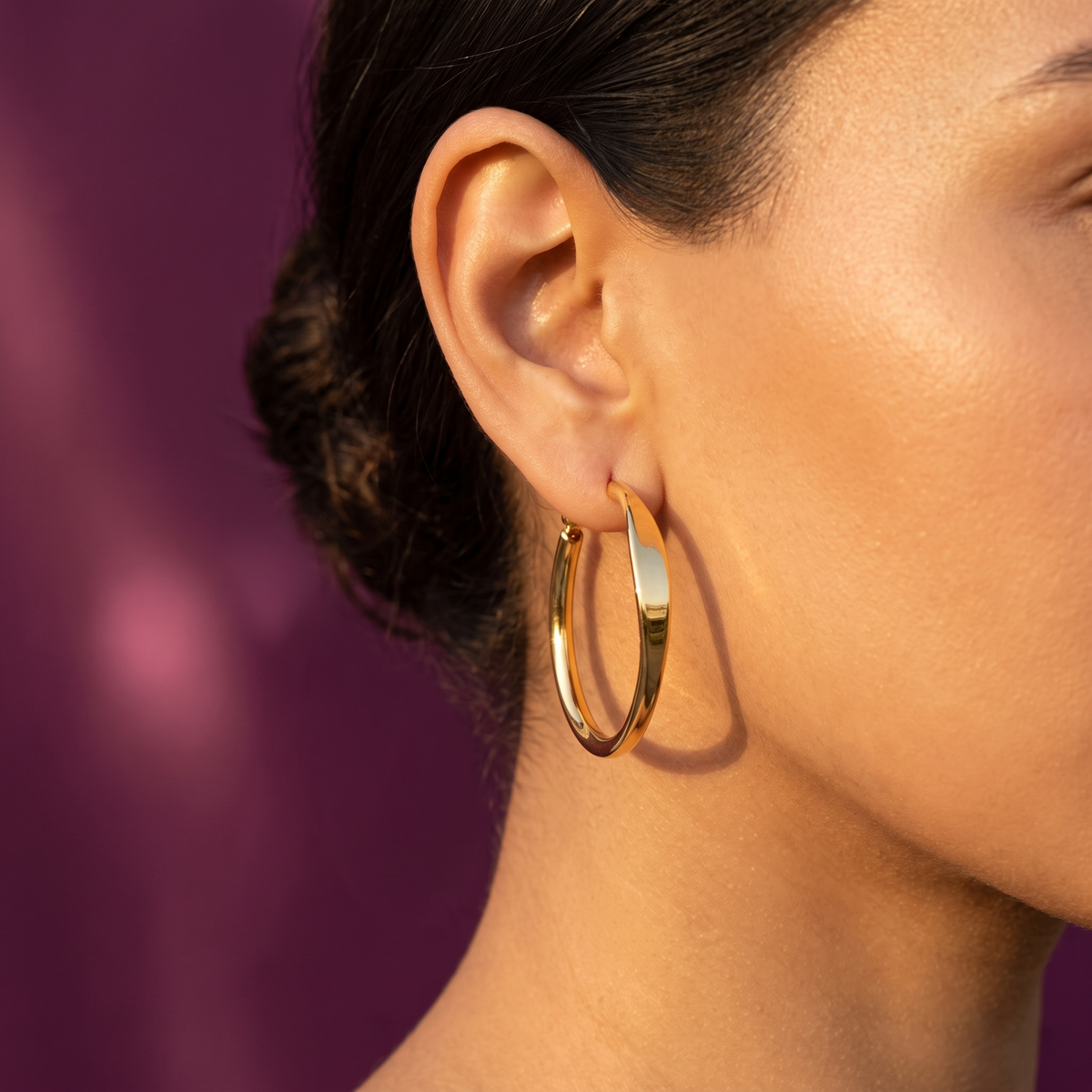 Gold Thick Polished Hoop Earrings | S.W.ANJ