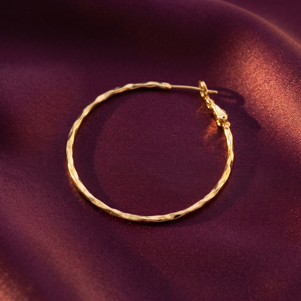 Gold Slim Faceted Hoop Earrings | S.W.ANJ