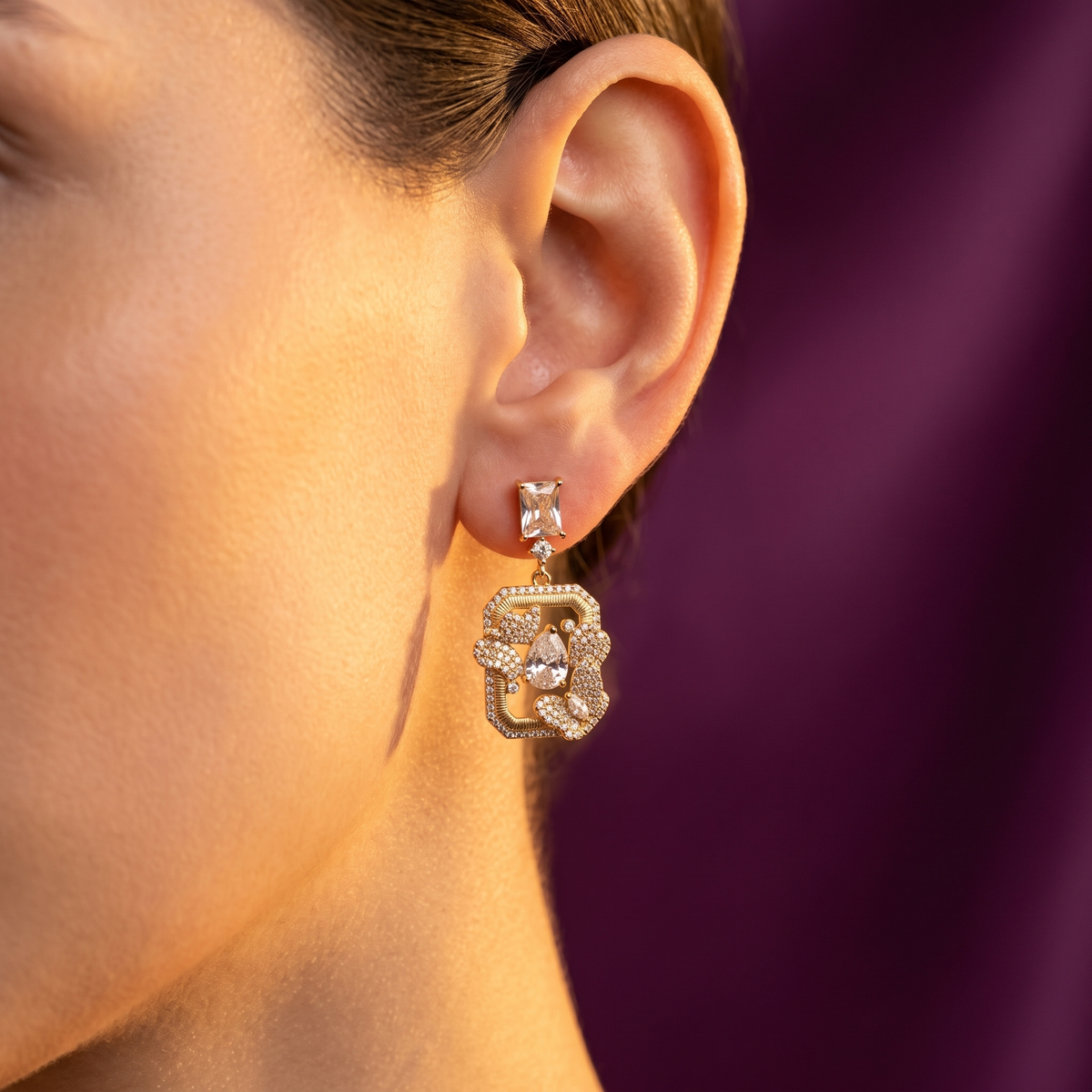Mismatch Gold Crystal Dragonfly Drop Earrings, Anti-Tarnish | S.W.ANJ