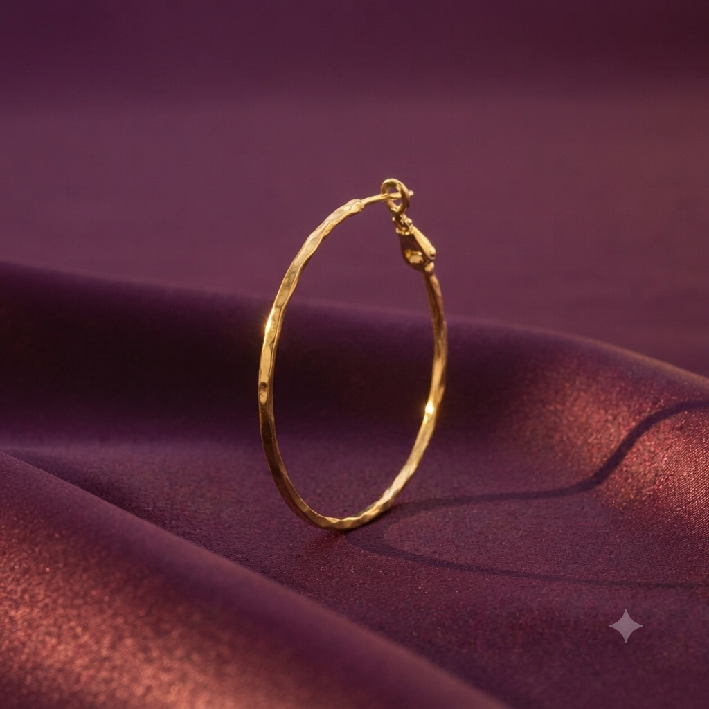 Gold Slim Faceted Hoop Earrings | S.W.ANJ