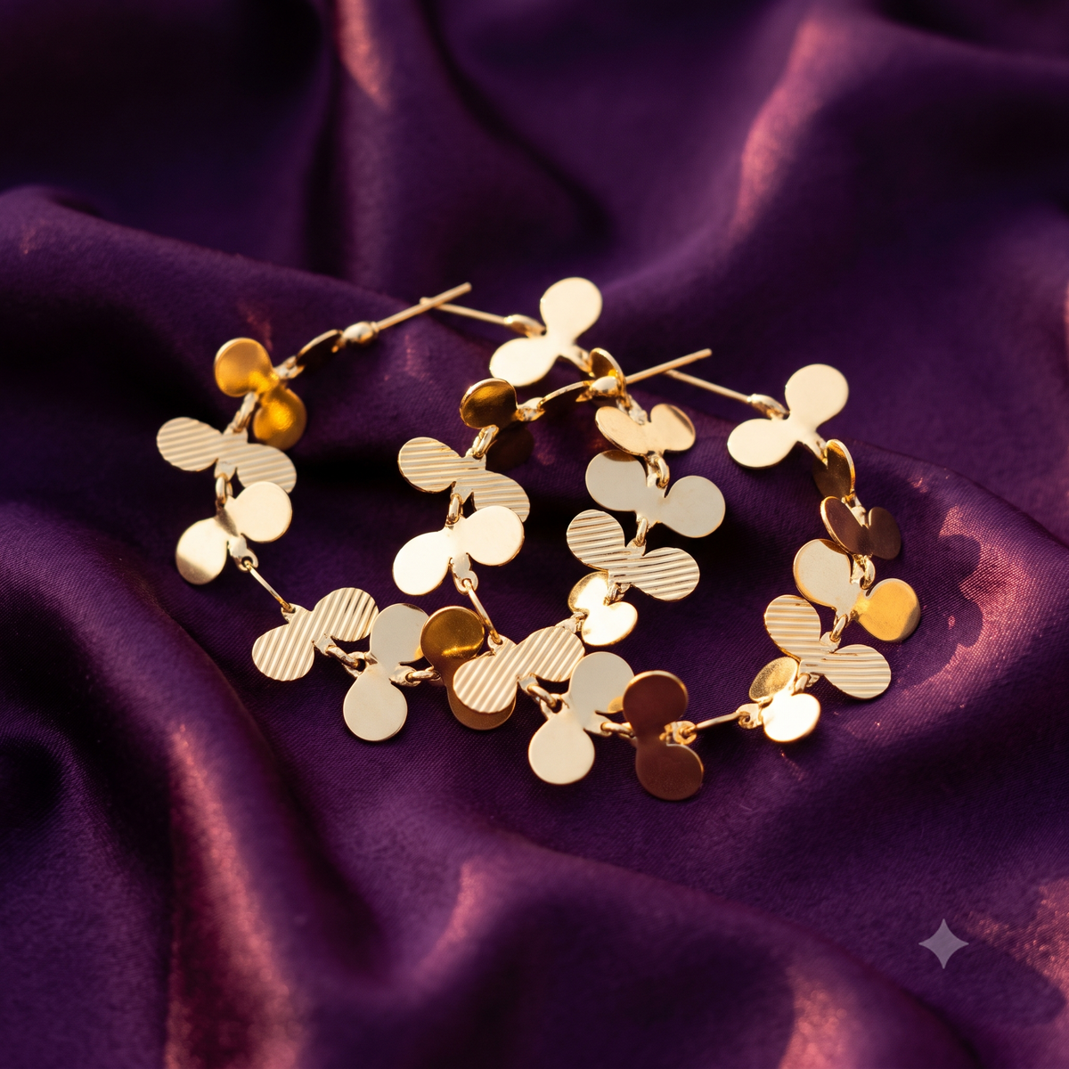 Gold Leaf Cluster Statement Hoop Earrings | S.W.ANJ