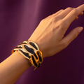 Wide Gold & Black Enamel Cuff Bracelet | S.W.ANJ