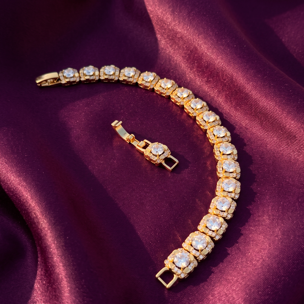 Gold Halo Tennis Bracelet, Anti-Tarnish | S.W.ANJ