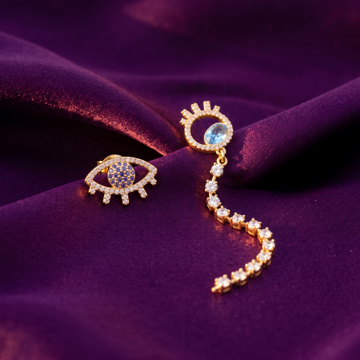 Mismatched Evil Eye Earrings, Anti-Tarnish | S.W.ANJ
