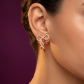 Dainty Gold Bow Earrings, Red Stones, Anti-Tarnish | S.W.ANJ