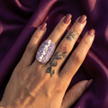 Gold Lilac Pavé Cocktail Ring – Faux Pearl Cascade, Anti-Tarnish