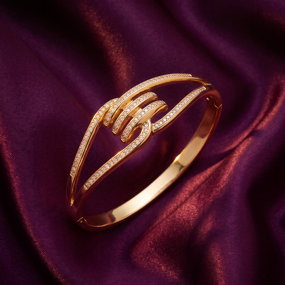 Slim Gold Interlocking Crystal Bangle Bracelet | S.W.ANJ