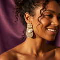Gold Triple Coin Drop Earrings | S.W.ANJ
