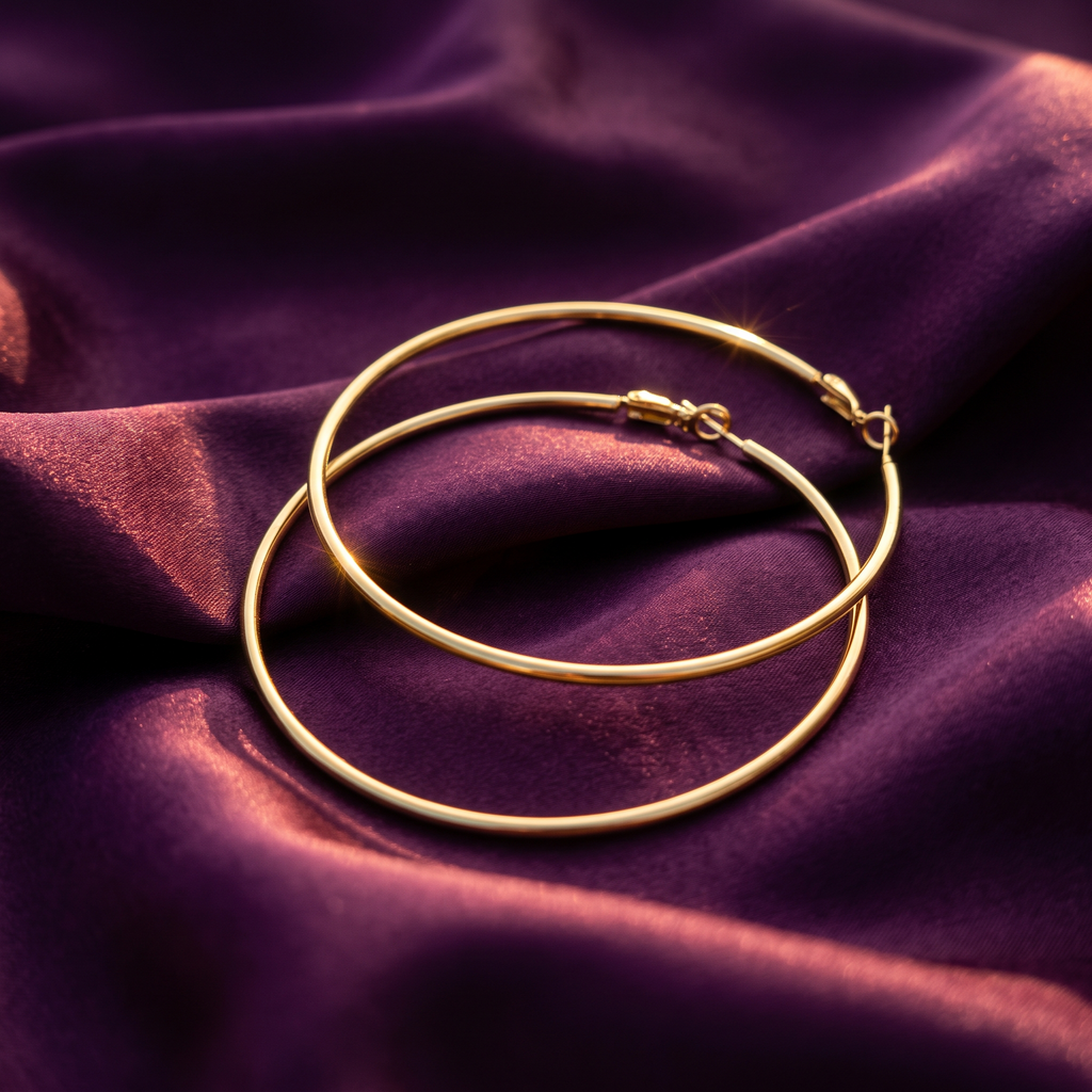 Gold Large Thin Hoop Earrings | S.W.ANJ