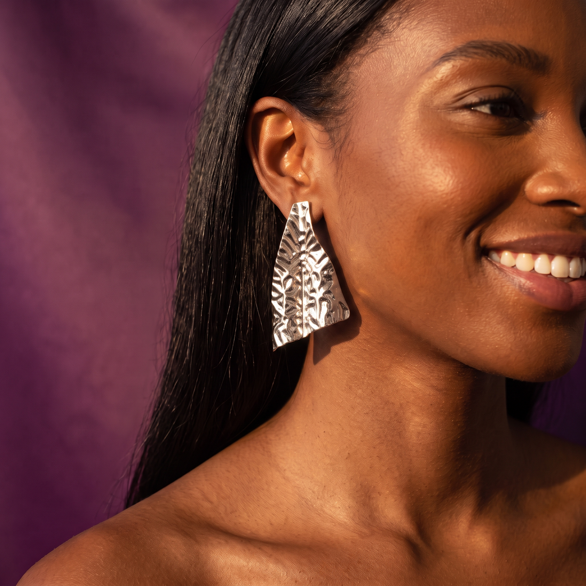 Gold / Silver Crinkled Leaf Sheet Statement Earrings | S.W.ANJ
