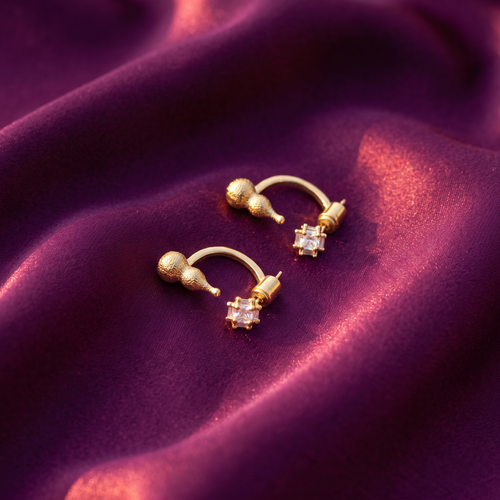2 in 1 -Gold Crystal Stud Jacket Earrings with Bead Drop | S.W.ANJ