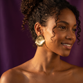 Gold Brushed Scallop Shell Stud Earrings | S.W.ANJ