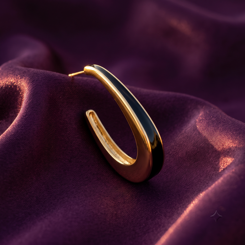 Gold & Black Open Loop Hoop Earrings | S.W.ANJ