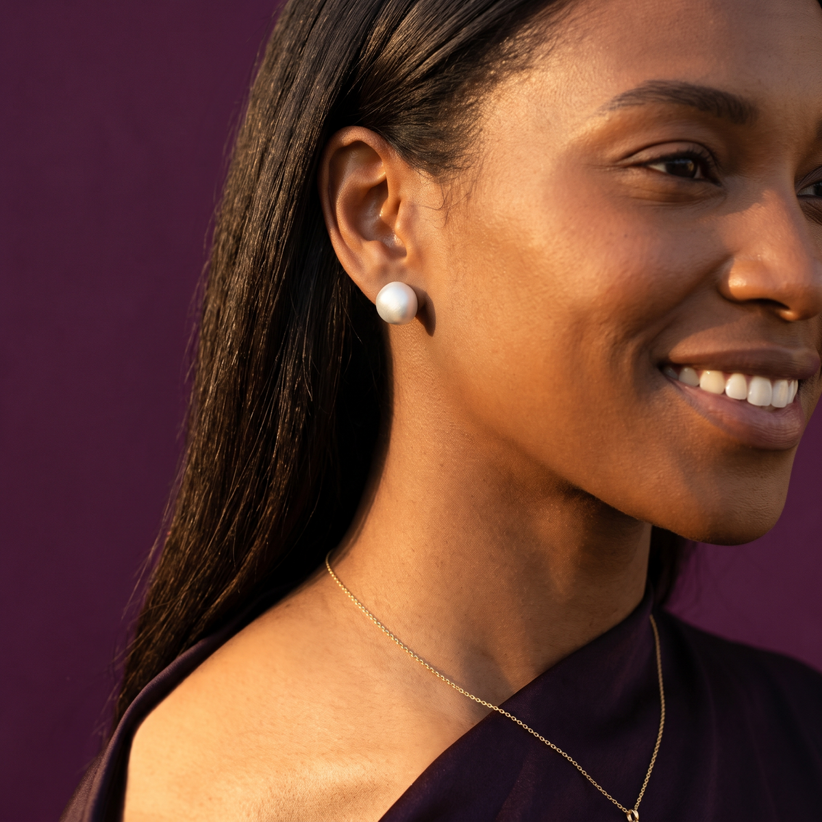Classic Round Pearl Stud Earrings | S.W.ANJ