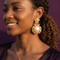 Gold Baroque Style Large Pearl Drop Earrings | S.W.ANJ