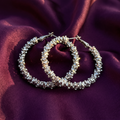 Silver Textured Grain Hoop Earrings | S.W.ANJ