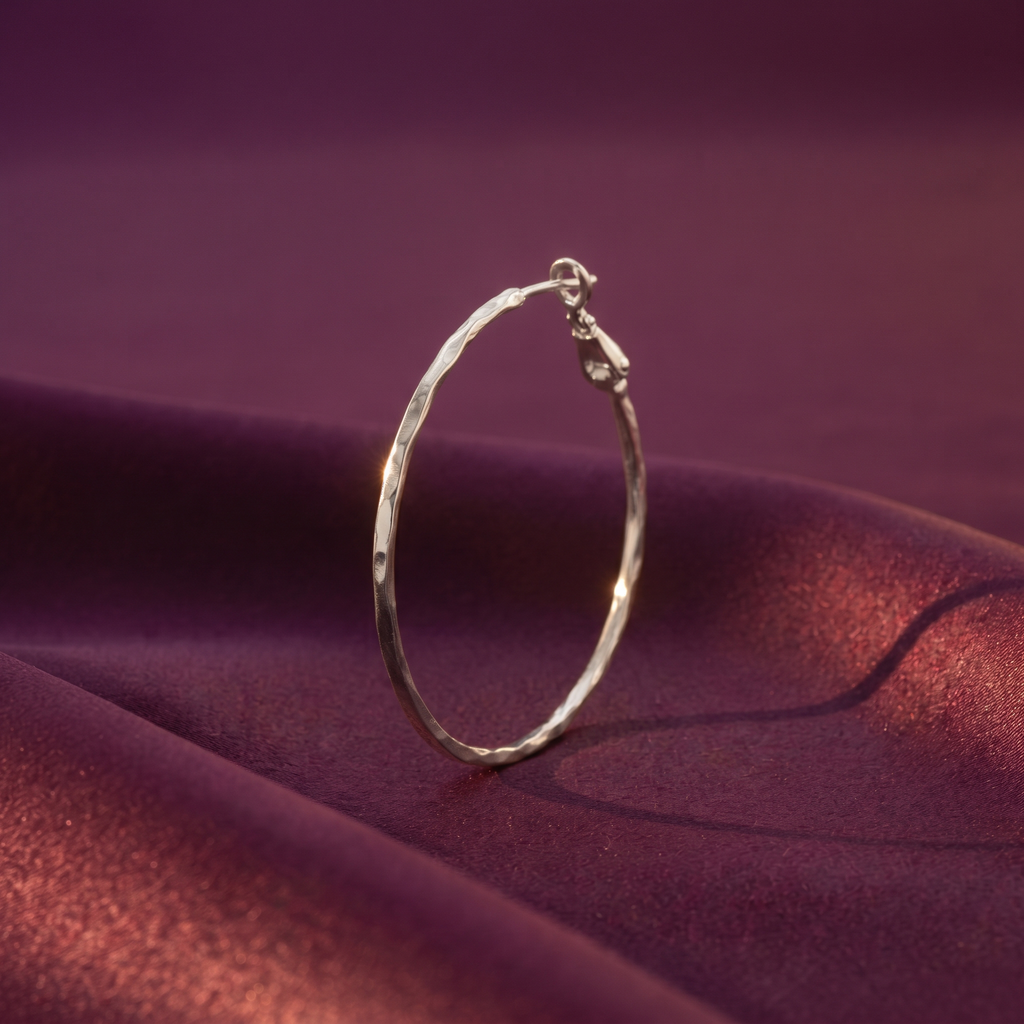 Silver Slim Faceted Hoop Earrings | S.W.ANJ
