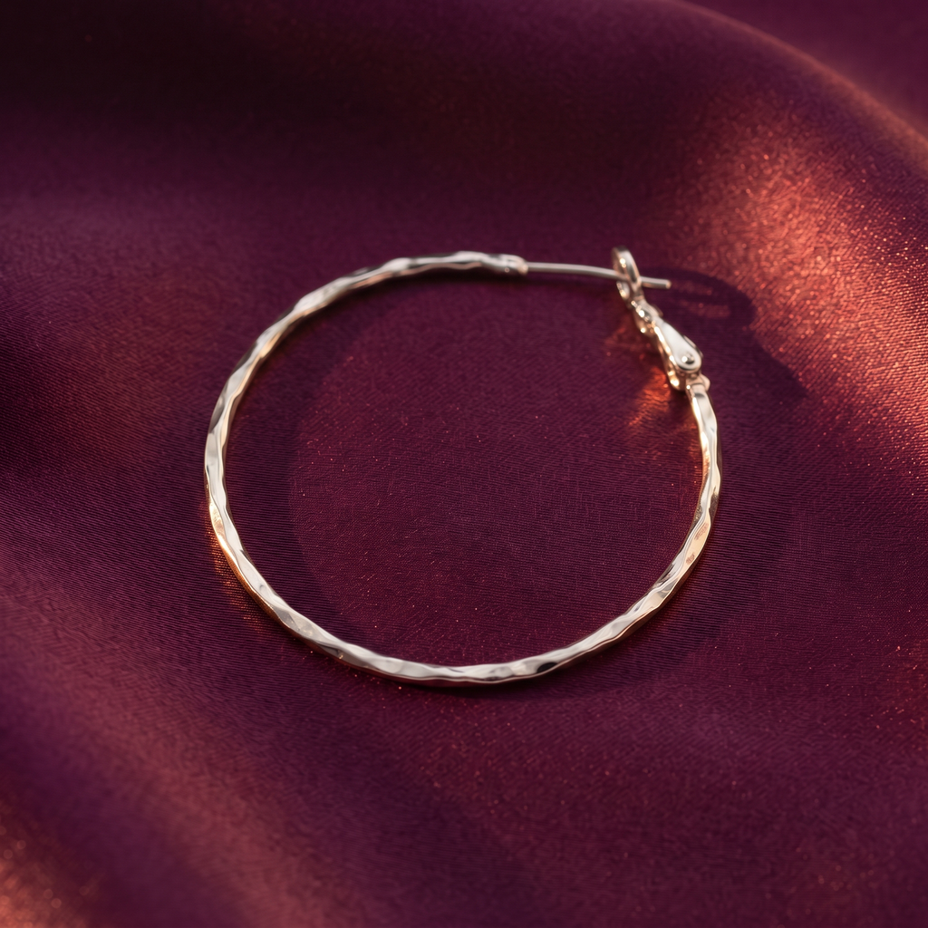 Silver Slim Faceted Hoop Earrings | S.W.ANJ