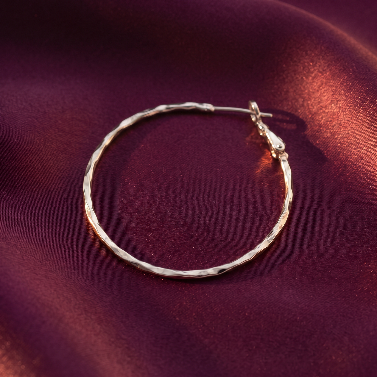 Silver Slim Faceted Hoop Earrings | S.W.ANJ