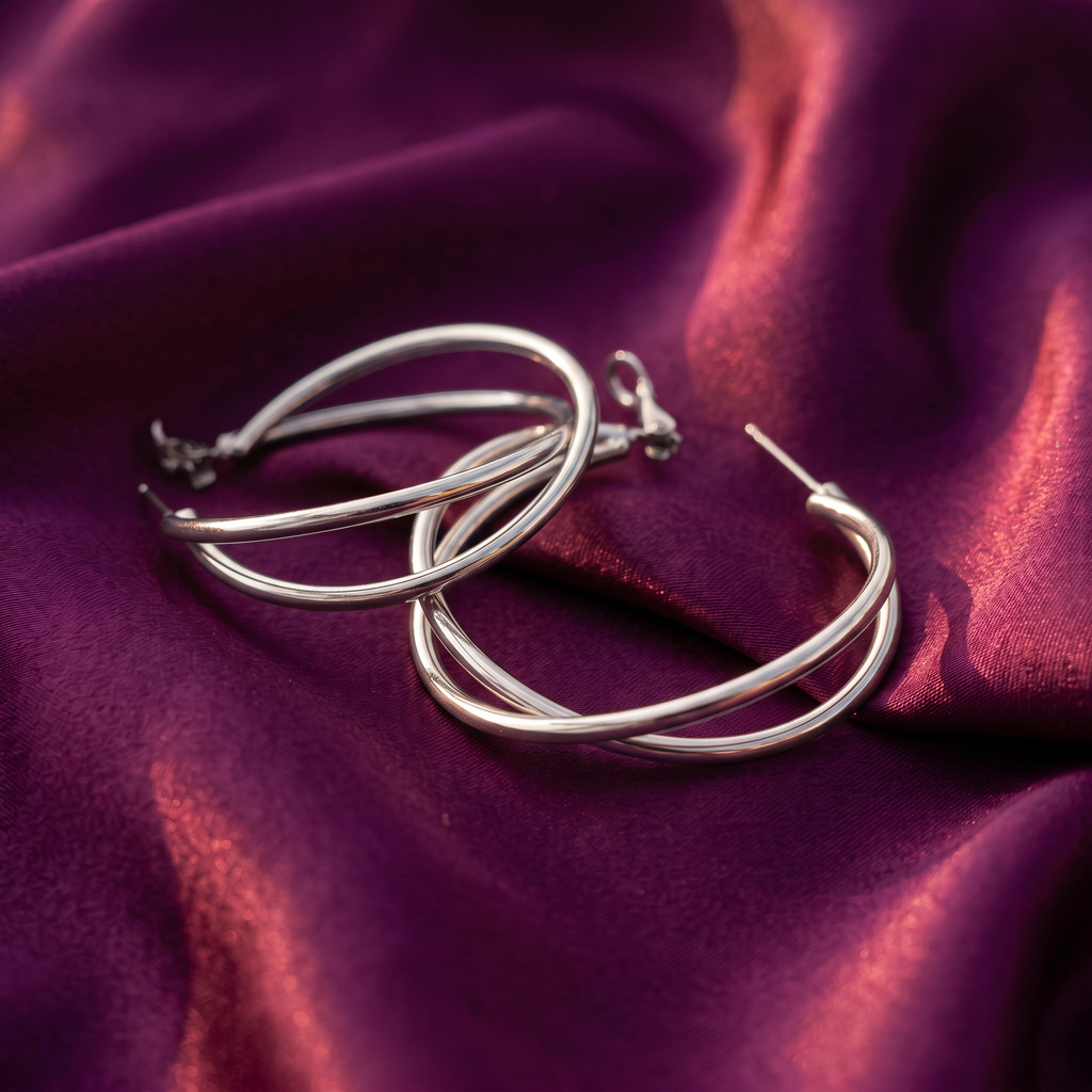 Silver Entwined Double Hoop Earrings | S.W.ANJ