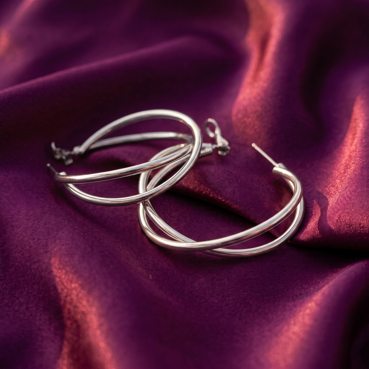 Silver Entwined Double Hoop Earrings | S.W.ANJ