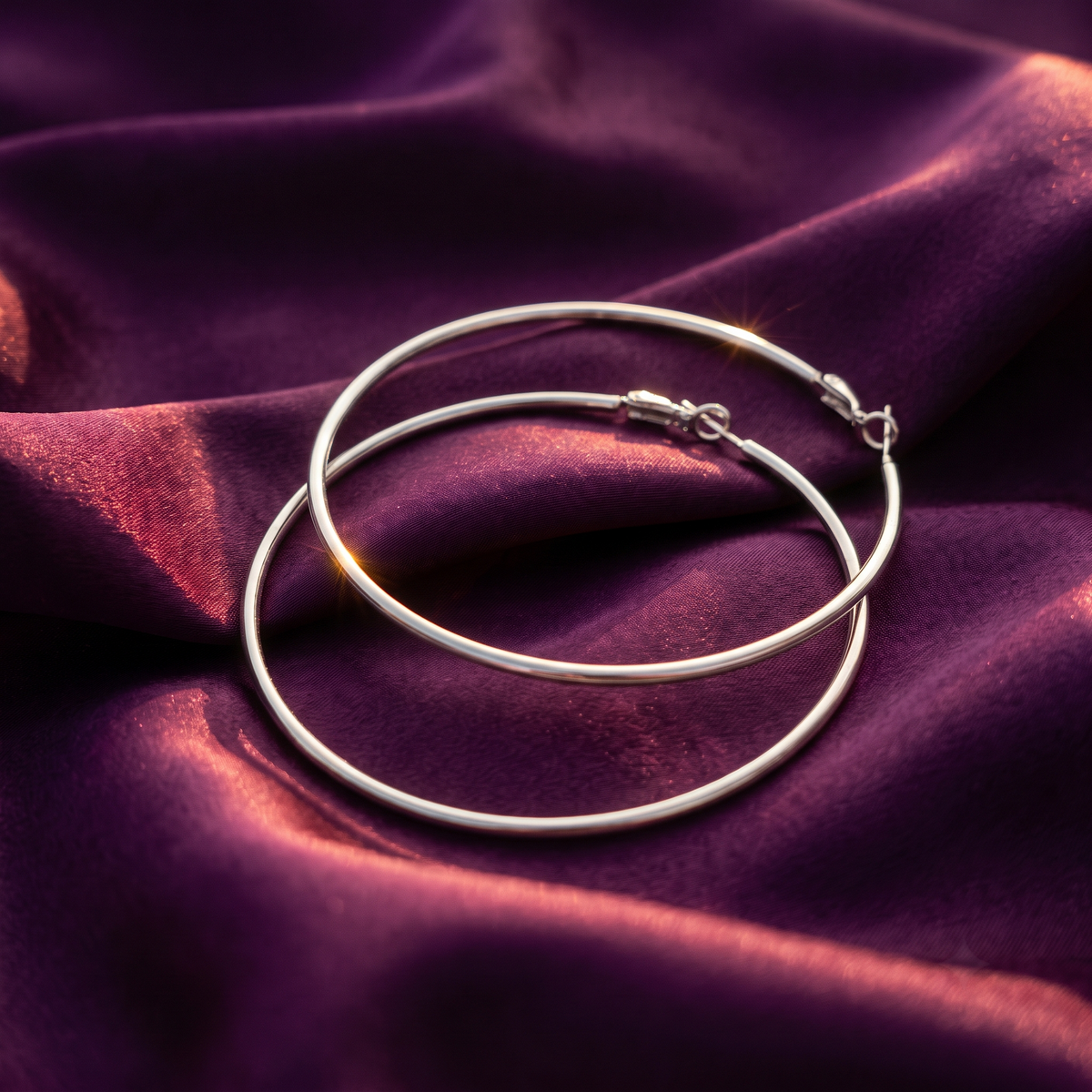Silver Large Thin Hoop Earrings | S.W.ANJ